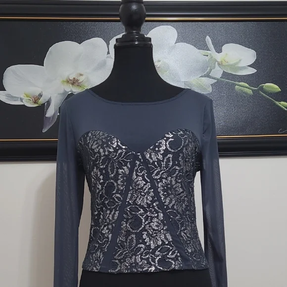 Kimchi Blue Sparkle Sheer Top - Picture 3 of 9